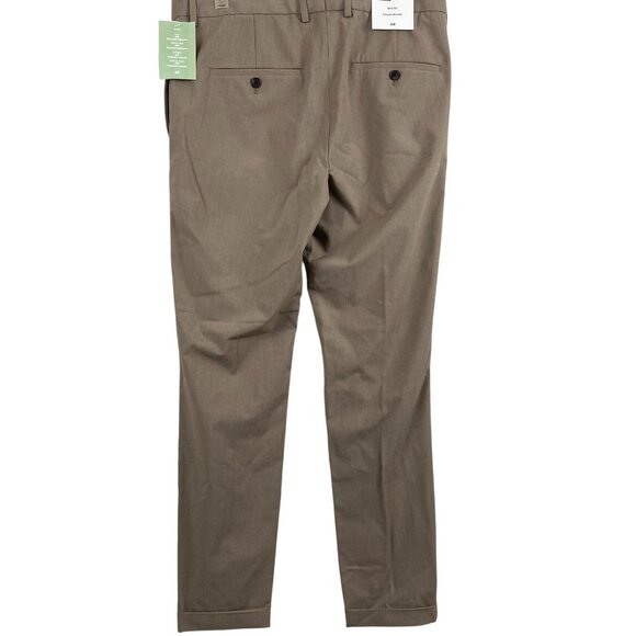 H&M Men's Trousers 33W 34x28 Measured Slim Fit Brown Recycled Polyester - Picture 2 of 16